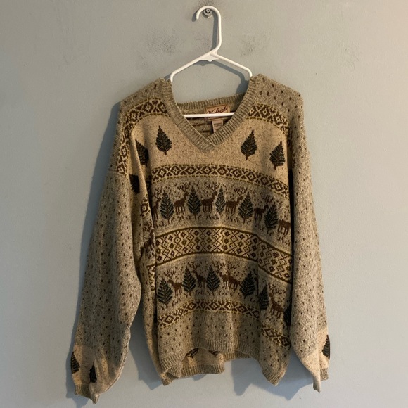 Vintage Woolrich Reindeer & Christmas Tree Fair Isle Wool Sweater - Picture 9 of 9